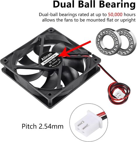 Alinan 4pcs 12025 12V Fan 120x120x25mm 2-pin Sleeve Bearing Brushless DC Cooling Fan 3D Printer Cooling Fan Computer Fan in Saudi Arabia