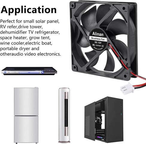 Alinan 4pcs 12025 12V Fan 120x120x25mm 2-pin Sleeve Bearing Brushless DC Cooling Fan 3D Printer Cooling Fan Computer Fan in Saudi Arabia