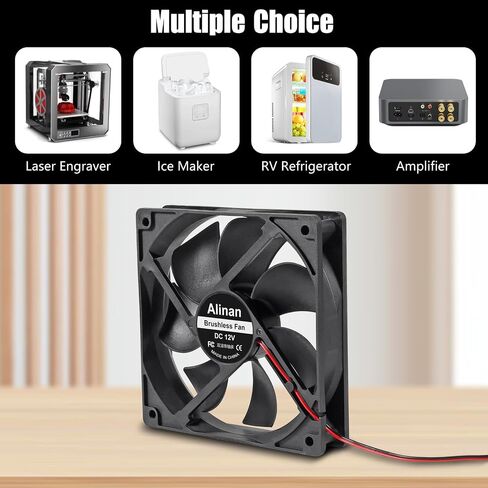 Alinan 4pcs 12025 12V Fan 120x120x25mm 2-pin Sleeve Bearing Brushless DC Cooling Fan 3D Printer Cooling Fan Computer Fan in Saudi Arabia