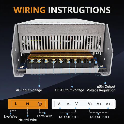 LCD Display Variable AC to DC Converter 12V Power Supply,Universal SMPS 120V AC to 0-12V 60A 600W DC Converter Power Supply Transformer Driver Adapter for CCTV,RV,Pump,LED Strip(DC0~12V-50A-600W) in Kuwait
