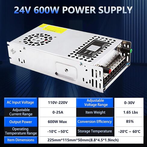 LCD Display Variable AC to DC Converter 12V Power Supply,Universal SMPS 120V AC to 0-12V 60A 600W DC Converter Power Supply Transformer Driver Adapter for CCTV,RV,Pump,LED Strip(DC0~12V-50A-600W) in Kuwait
