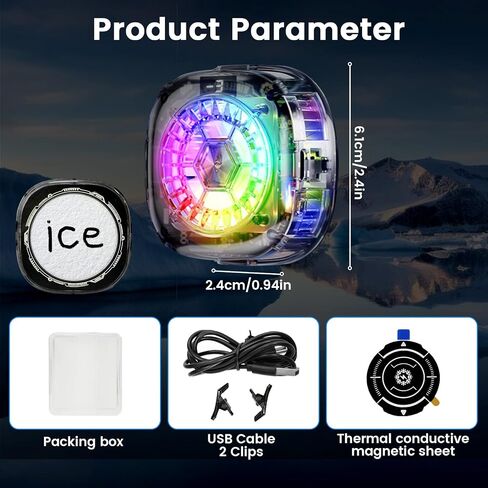 Phone Cooler, LOCZAR Magnetic Fan Small USB Fan for Gaming with Removable Grip, Semiconductor Cooling RGB Cellphone Radiator for Cell iPhone Ipad Ps5 Gamer Influencer Tiktok Live Streaming in Kuwait