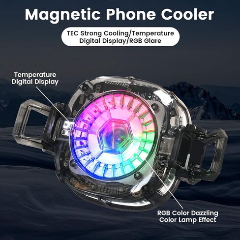 Phone Cooler, LOCZAR Magnetic Fan Small USB Fan for Gaming with Removable Grip, Semiconductor Cooling RGB Cellphone Radiator for Cell iPhone Ipad Ps5 Gamer Influencer Tiktok Live Streaming in Kuwait