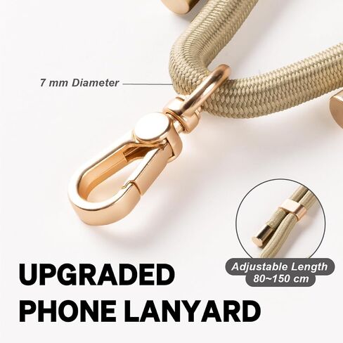 Universal Phone Lanyard لـ iPhone 16 Pro Max ومعظم الهواتف الذكية ، حزام الهاتف الخلوي Crossbody قابل للتعديل 7 مم مع علامة تبويب غير ملصق للرجال والنساء ، النيلي/الذهب غير اللامع in Kuwait