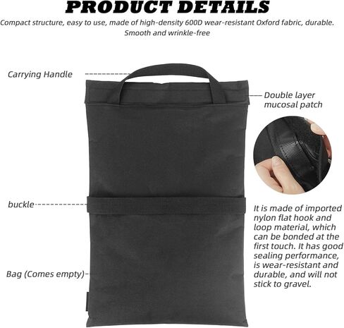 أكياس رمل للوزن للتصوير الفوتوغرافي، حقيبة تخزين محمولة قابلة للطي مع حزام كتف، 15.5 بوصة × 9.4 بوصة حقيبة سرج من البوليستر عالي التحمل / كيس فول/حقيبة وزن حامل ثلاثي القوائم للكاميرا (أسود) in Kuwait