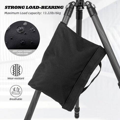 أكياس رمل للوزن للتصوير الفوتوغرافي، حقيبة تخزين محمولة قابلة للطي مع حزام كتف، 15.5 بوصة × 9.4 بوصة حقيبة سرج من البوليستر عالي التحمل / كيس فول/حقيبة وزن حامل ثلاثي القوائم للكاميرا (أسود) in Kuwait