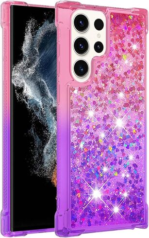 Glitter Phone Case for Samsung Galaxy S24 Ultra Case Clear Silicone for Women Girls, Cute Gold Cover Samsung S24 Ultra Case Shockproof Aesthetic Durable Bumpers (Gold) in Saudi Arabia