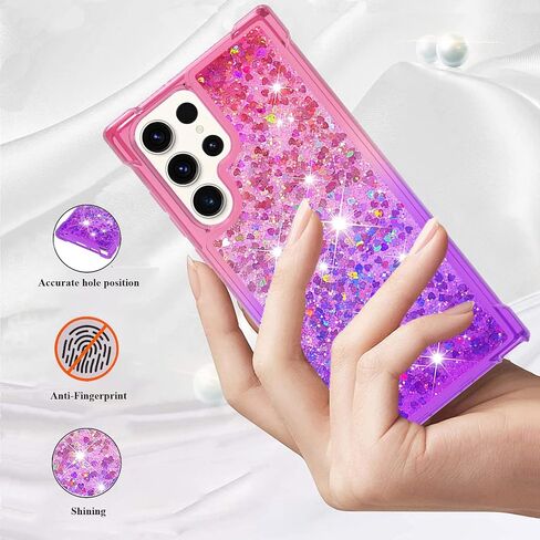 Glitter Phone Case for Samsung Galaxy S24 Ultra Case Clear Silicone for Women Girls, Cute Gold Cover Samsung S24 Ultra Case Shockproof Aesthetic Durable Bumpers (Gold) in Saudi Arabia