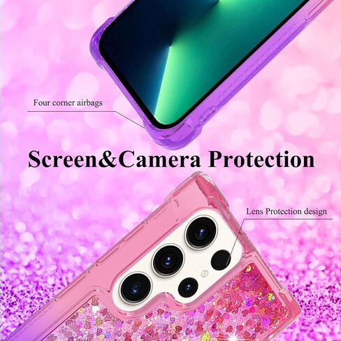 Glitter Phone Case for Samsung Galaxy S24 Ultra Case Clear Silicone for Women Girls, Cute Gold Cover Samsung S24 Ultra Case Shockproof Aesthetic Durable Bumpers (Gold) in Saudi Arabia