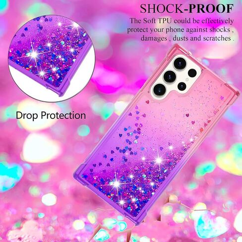 Glitter Phone Case for Samsung Galaxy S24 Ultra Case Clear Silicone for Women Girls, Cute Gold Cover Samsung S24 Ultra Case Shockproof Aesthetic Durable Bumpers (Gold) in Saudi Arabia