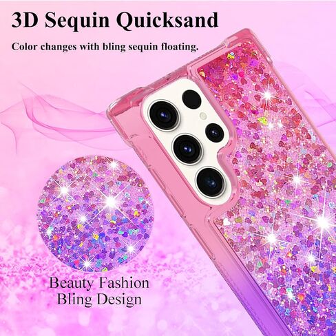 Glitter Phone Case for Samsung Galaxy S24 Ultra Case Clear Silicone for Women Girls, Cute Gold Cover Samsung S24 Ultra Case Shockproof Aesthetic Durable Bumpers (Gold) in Saudi Arabia