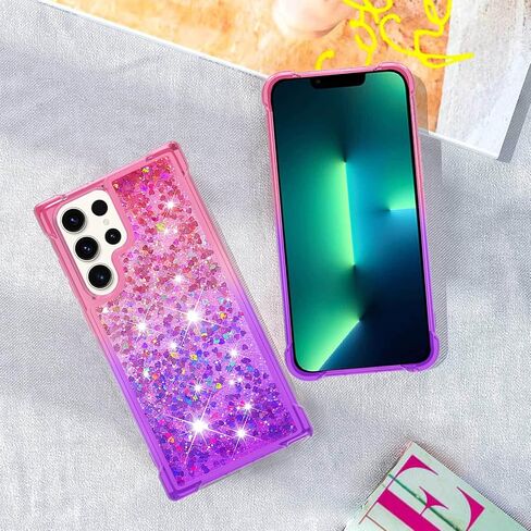 Glitter Phone Case for Samsung Galaxy S24 Ultra Case Clear Silicone for Women Girls, Cute Gold Cover Samsung S24 Ultra Case Shockproof Aesthetic Durable Bumpers (Gold) in Saudi Arabia