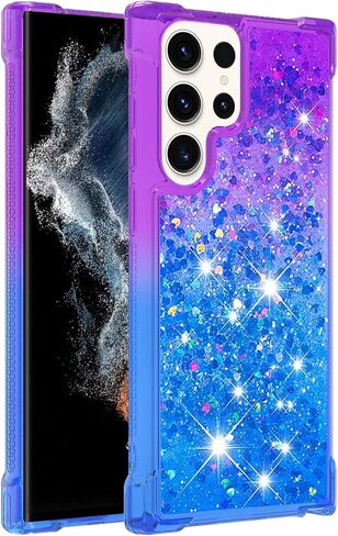 Glitter Phone Case for Samsung Galaxy S24 Ultra Case Clear Silicone for Women Girls, Cute Gold Cover Samsung S24 Ultra Case Shockproof Aesthetic Durable Bumpers (Gold) in Saudi Arabia