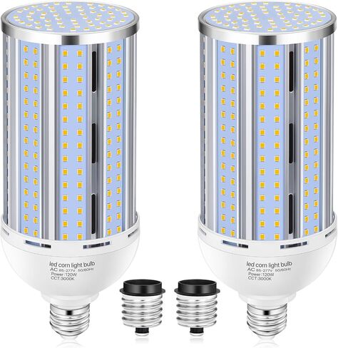 2 Pack 200W Corn LED Light Bulb Fanless,29,500LM 3000K/Warm White(2000 Watt Equivalent) E26/E39 Large Mogul Base LED Cob Lamp for Outdoor Indoor Garage Warehouse Factory Workshop Street Backyard in Kuwait