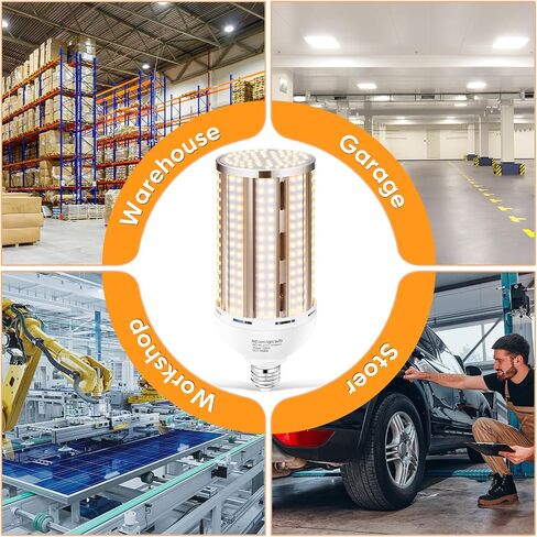 2 Pack 200W Corn LED Light Bulb Fanless,29,500LM 3000K/Warm White(2000 Watt Equivalent) E26/E39 Large Mogul Base LED Cob Lamp for Outdoor Indoor Garage Warehouse Factory Workshop Street Backyard in Kuwait