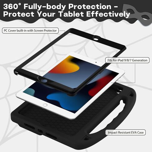 Kids Case for iPad 9th/8th/7th Generation (iPad 10.2 inch 2021/2020/2019), Shockproof Case with Screen Protector (Red) in Kuwait