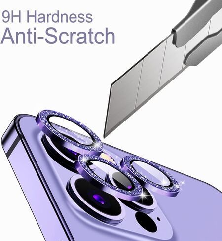 Bonitec for iPhone 14 Pro Max Bling Camera Protector, iPhone 14 Pro Camera Lens Cover Protector 9H Tempered Glass Sparkle Bling Glitter Camera Lens Film for iPhone 14 Pro Max/ 14 Pro, Blue in Saudi Arabia