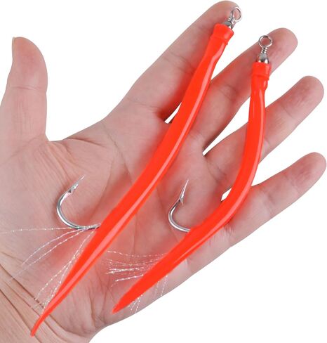 OROOTL Striped Bass Tube Lures, 10pcs Classic Striped Bass Lures Saltwater Fishing Trolling Lure Rig Glow Tube Teaser with Stainless Steel Hook Barrel Swivel for Offshore Big Game Fishing in Kuwait