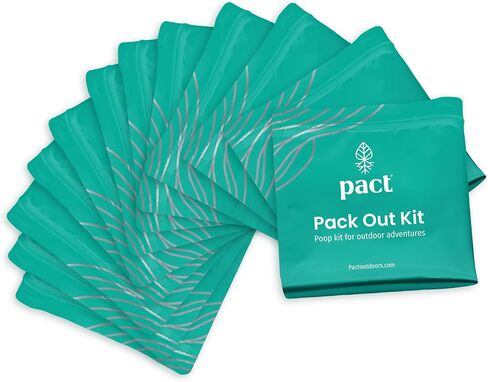 PACT Pack Out Kit - Camping Poop Kit Includes Wet Wipes, Smell Proof Disposal Bags, Hand Wipes, Poop Powder for Odor and Human Waste Bags for Camping and Backpacking in Kuwait