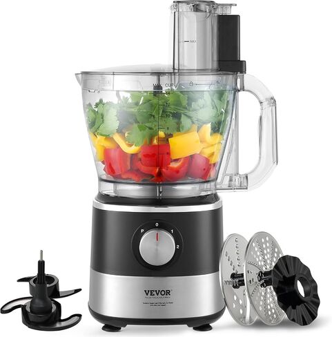 VEVOR Food Processor, 16 Cup Large Vegetable Chopper 600 Watts 2 Speed & Pulse Electric Meat Chopper, 2 In 1 Big Feed Chute & Pusher 5Pcs Blade & Dics for Mixing, Slicing, and Kneading Dough in Saudi Arabia