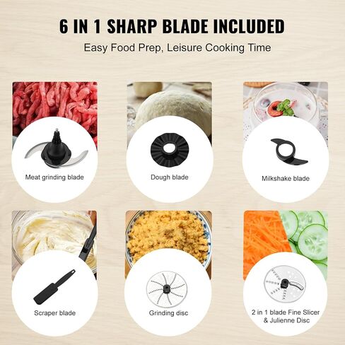 VEVOR Food Processor, 16 Cup Large Vegetable Chopper 600 Watts 2 Speed & Pulse Electric Meat Chopper, 2 In 1 Big Feed Chute & Pusher 5Pcs Blade & Dics for Mixing, Slicing, and Kneading Dough in Saudi Arabia