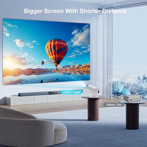 Smart Projector with built-in Apps, Wifi Bluetooth Projector 4K 1080P, Auto Keystone, Short Throw Projector and 270° Adjustable, Mini Portable Outdoor Movie Projector HY320 HY300 ( Black ) in Saudi Arabia