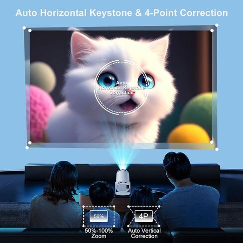 Smart Projector with built-in Apps, Wifi Bluetooth Projector 4K 1080P, Auto Keystone, Short Throw Projector and 270° Adjustable, Mini Portable Outdoor Movie Projector HY320 HY300 ( Black ) in Saudi Arabia