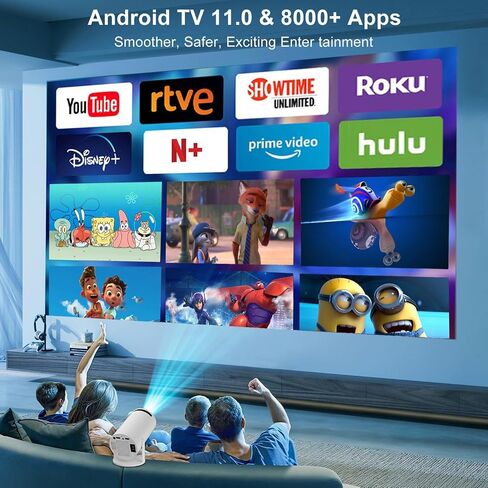Smart Projector with built-in Apps, Wifi Bluetooth Projector 4K 1080P, Auto Keystone, Short Throw Projector and 270° Adjustable, Mini Portable Outdoor Movie Projector HY320 HY300 ( Black ) in Saudi Arabia