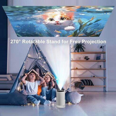 Smart Projector with built-in Apps, Wifi Bluetooth Projector 4K 1080P, Auto Keystone, Short Throw Projector and 270° Adjustable, Mini Portable Outdoor Movie Projector HY320 HY300 ( Black ) in Saudi Arabia