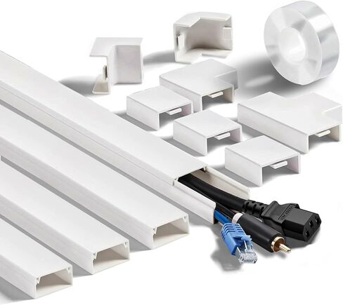JUSTHERE Cord Hider, 157in Cord Covers for Wires on Wall, Cable Hider Cord Organizer, Cable Management Wire Covers for Cords on Wall, Wire Hiders for TV on Wall, 10x (L15.7 W0.95 H0.55in), White in Saudi Arabia