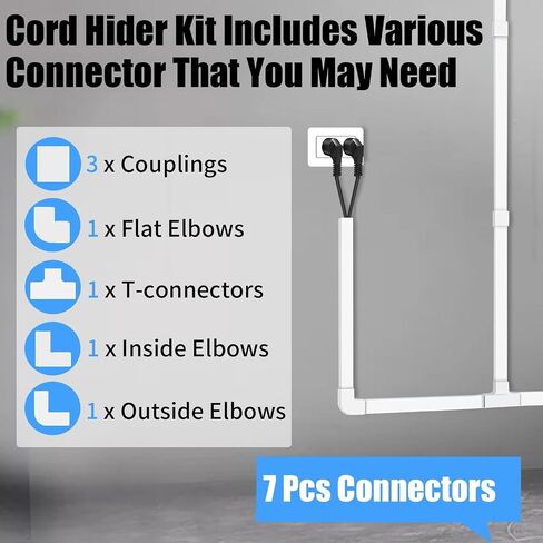 JUSTHERE Cord Hider, 157in Cord Covers for Wires on Wall, Cable Hider Cord Organizer, Cable Management Wire Covers for Cords on Wall, Wire Hiders for TV on Wall, 10x (L15.7 W0.95 H0.55in), White in Saudi Arabia