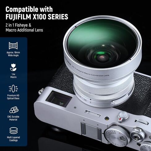NEEWER 49mm 1.5X عدسة إضافية للمحول عن بعد، متوافقة مع كاميرات Fujifilm X100 X100S X100F X100T X100V X100VI، زجاج بصري عالي الدقة، متعدد الطبقات، فضي، LS-61 in Saudi Arabia
