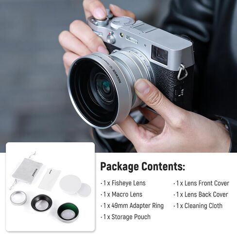 NEEWER 49mm 1.5X عدسة إضافية للمحول عن بعد، متوافقة مع كاميرات Fujifilm X100 X100S X100F X100T X100V X100VI، زجاج بصري عالي الدقة، متعدد الطبقات، فضي، LS-61 in Saudi Arabia