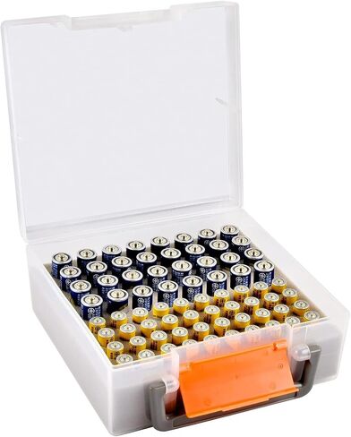 يحمل حامل منظم تخزين البطارية Fullcase 72 بطاريات AA AAA ، حاوية مرآب في الحالات ، موزع تنظيم الدرج المنزلي (حالة فقط) (رمادي) in Kuwait