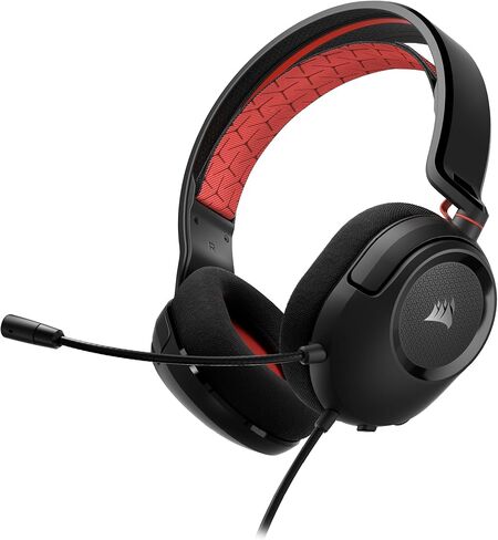 Corsair HS35 v2 Multiplatform Wired Gaming Headset – Flexible Omni-Directional Microphone – Universal 3.5mm Connection – PC, Mac, PS5, PS4, Xbox, Nintendo Switch, Mobile – Red in Kuwait