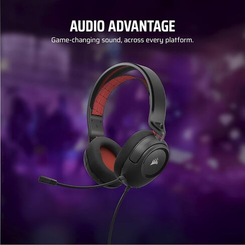 Corsair HS35 v2 Multiplatform Wired Gaming Headset – Flexible Omni-Directional Microphone – Universal 3.5mm Connection – PC, Mac, PS5, PS4, Xbox, Nintendo Switch, Mobile – Red in Kuwait