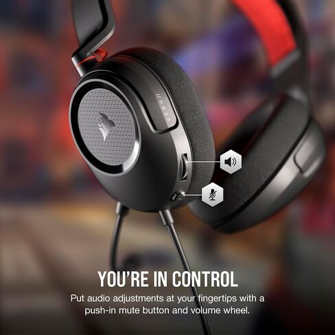 Corsair HS35 v2 Multiplatform Wired Gaming Headset – Flexible Omni-Directional Microphone – Universal 3.5mm Connection – PC, Mac, PS5, PS4, Xbox, Nintendo Switch, Mobile – Red in Kuwait