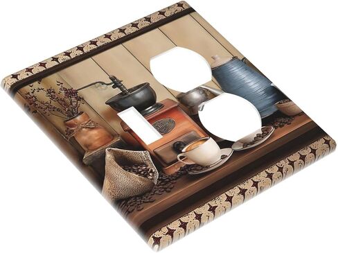 Country Vintage Coffee Lovers Grinder French Press Cup 1 Gang Light Switch Covers No Device Wall Plate Decorative Blank Switchplate Electrical Faceplate Bathroom Bedroom Decor in Saudi Arabia