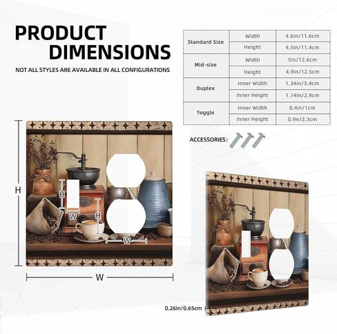 Country Vintage Coffee Lovers Grinder French Press Cup 1 Gang Light Switch Covers No Device Wall Plate Decorative Blank Switchplate Electrical Faceplate Bathroom Bedroom Decor in Saudi Arabia