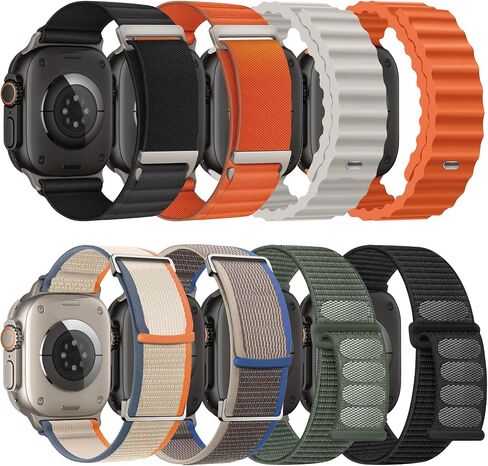 8 Pack Compatible with Apple Watch Ultra 2 Band 49mm 46mm 45mm 44mm 42mm 41mm 40mm 38mm Men Women,Breathable Trail Loop+Alpine Loop+Ocean+Sport Band for Ultra2/Ultra iWatch Series 10/9/8/7/6/SE/5/4/3 in Saudi Arabia