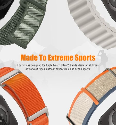8 Pack Compatible with Apple Watch Ultra 2 Band 49mm 46mm 45mm 44mm 42mm 41mm 40mm 38mm Men Women,Breathable Trail Loop+Alpine Loop+Ocean+Sport Band for Ultra2/Ultra iWatch Series 10/9/8/7/6/SE/5/4/3 in Saudi Arabia