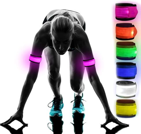 Pack of 6 LED Light Up Band Slap Bracelets Night Safety Wrist Band for Cycling Walking Running Concert Camping Outdoor Sports in Kuwait