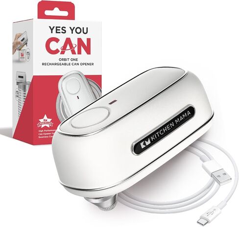 Kitchen Mama Orbit One Rechargeable Can Opener: Hands-Free, USB-C Charging, Auto Shut-Off, Smooth Edge, Professional Blade for Large Cans, with Elegant Storage Box (White) in Saudi Arabia