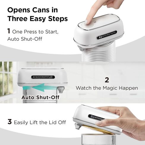 Kitchen Mama Orbit One Rechargeable Can Opener: Hands-Free, USB-C Charging, Auto Shut-Off, Smooth Edge, Professional Blade for Large Cans, with Elegant Storage Box (White) in Saudi Arabia