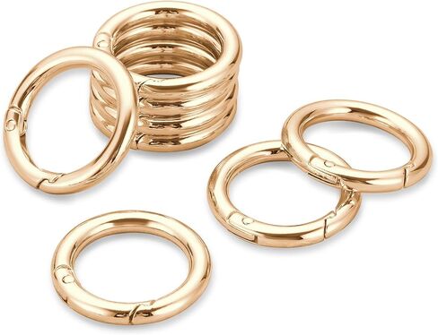 Key Ring Clip, 1 Inch Keychain Rings, 8 Pack Round Carabiner Clip for Keys, Buckle, Bags, Purses - Key Chain Hooks Replacement Keychains Lanyard DIY Crafts, Light Gold in Saudi Arabia