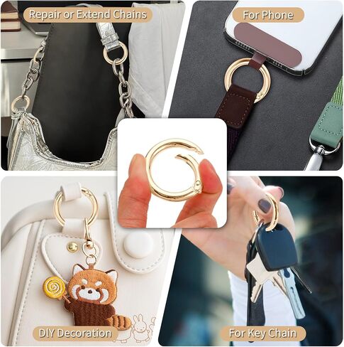 Key Ring Clip, 1 Inch Keychain Rings, 8 Pack Round Carabiner Clip for Keys, Buckle, Bags, Purses - Key Chain Hooks Replacement Keychains Lanyard DIY Crafts, Light Gold in Saudi Arabia