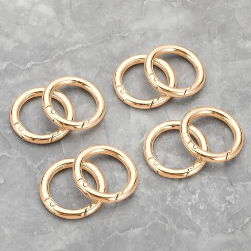 Key Ring Clip, 1 Inch Keychain Rings, 8 Pack Round Carabiner Clip for Keys, Buckle, Bags, Purses - Key Chain Hooks Replacement Keychains Lanyard DIY Crafts, Light Gold in Saudi Arabia