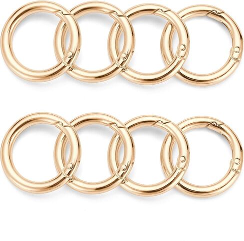 Key Ring Clip, 1 Inch Keychain Rings, 8 Pack Round Carabiner Clip for Keys, Buckle, Bags, Purses - Key Chain Hooks Replacement Keychains Lanyard DIY Crafts, Light Gold in Saudi Arabia