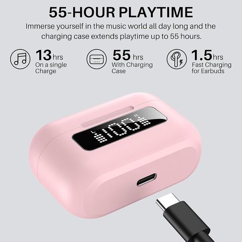 TOZO Hybrid Active Noise Cancelling Wireless Earbuds with 6 Mics AI Clear Call Ear Buds 55H Playtime with LED Display 32 Preset EQs via APP Bluetooth 5.3 IPX8 Waterproof in Ear Headphones in Kuwait
