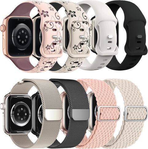 8 Pack Compatible with Apple Watch Ultra 2 Band 49mm 46mm 45mm 44mm 42mm 41mm 40mm 38mm Men Women,Breathable Trail Loop+Alpine Loop+Ocean+Sport Band for Ultra2/Ultra iWatch Series 10/9/8/7/6/SE/5/4/3 in Saudi Arabia
